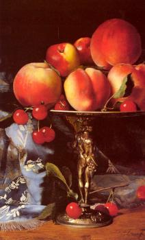Blaise Alexandre Desgoffe : Still Life with Peaches, Plums and Cherries